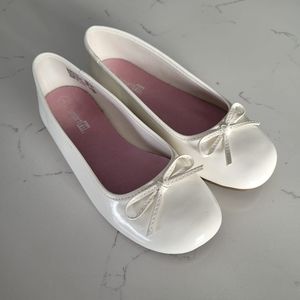 Girls White Flats US 1